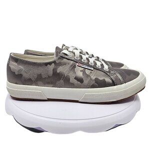 Superga Cotu Sneakers Shoes Metallic Army Silver Camo 2750 Women’s Size 8.5
